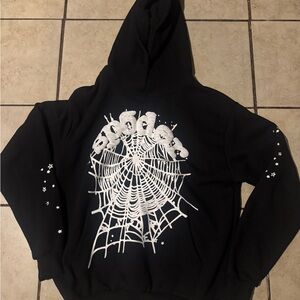Black Hoodie with Spider Web Design